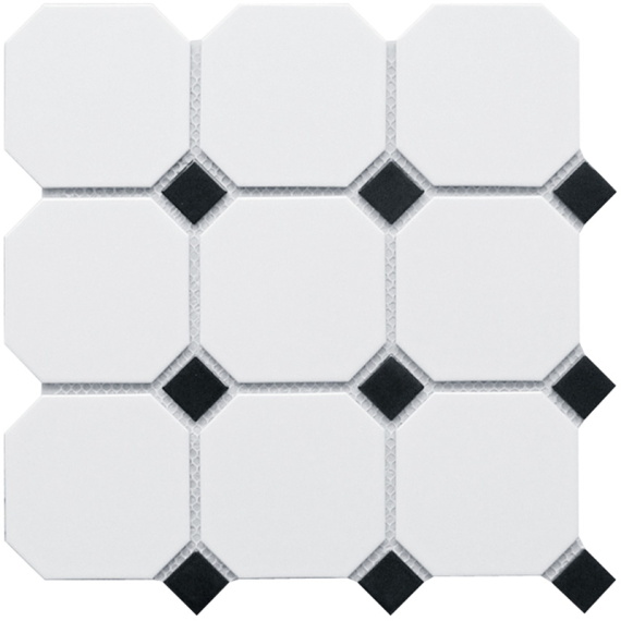 Кер. мозаика Octagon big White/Black Matt (GTPL61466/CLA006) 300х300х6