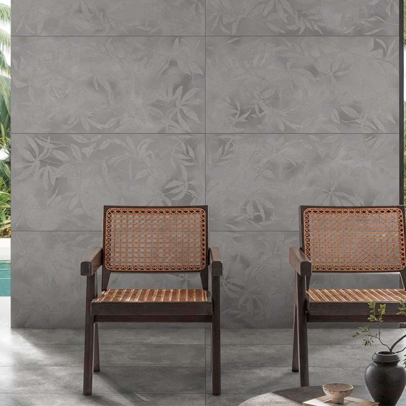 Керамогранит Vitra Artwall Цветы Серый Матовый 60x120