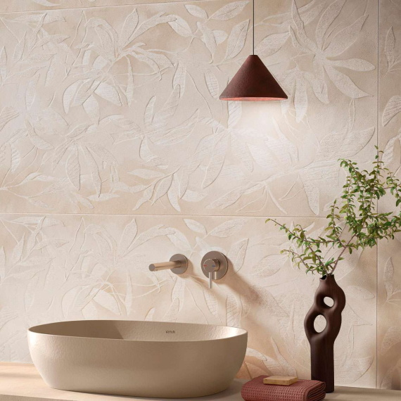 Керамогранит Vitra Artwall Цветы Слоновая Кость Матовый 60x120