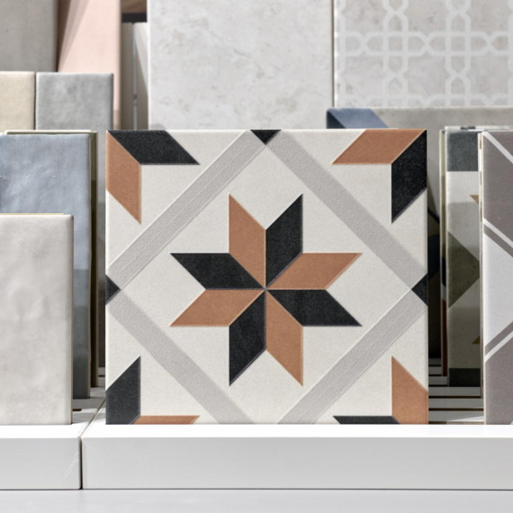 Керамогранит Motto N100076 Левелс Оранж Декор 1036 (Levels Orange Decor) 20x20