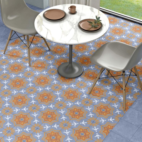 Керамогранит Motto N100123 Пальмас Пальма Блю Декор 2 (Palmas Blue Decor 2) 20x20