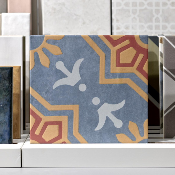 Керамогранит Motto N100123 Пальмас Пальма Блю Декор 2 (Palmas Blue Decor 2) 20x20