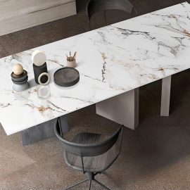 Керамогранит Motto N100143 15мм Арабескато Голд Полированный (Arabescato Gold Glossy) 80x240