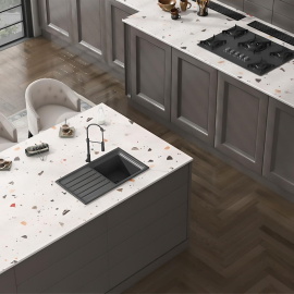 Керамогранит Motto N100133 15мм Тераццо Вайт Матовый (Terrazzo White Digi Matt) 80x240