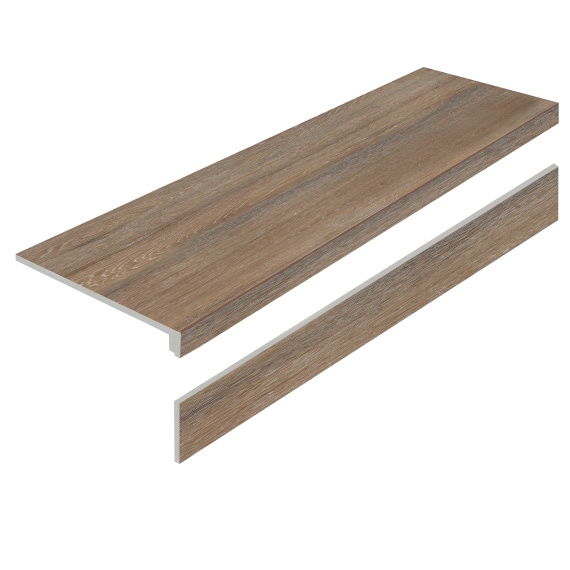 Ступень L керамогранит AMAZON WOOD NATURAL 32x120 MATT с подступенником УТ-00000880