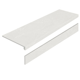 Ступень L керамогранит BASALTINA BIANCO 32X120 AS с подступенником УТ-00000694