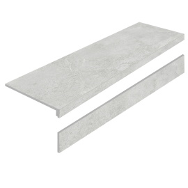 Ступень L керамогранит LIMESTONE BIANCO 32X120 AS с подступенником УТ-00001231