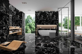 Керамогранит Ennface Portoro Black (Чёрный мрамор) HIGH GLOSSY ENMAR7005HG60120 60x120