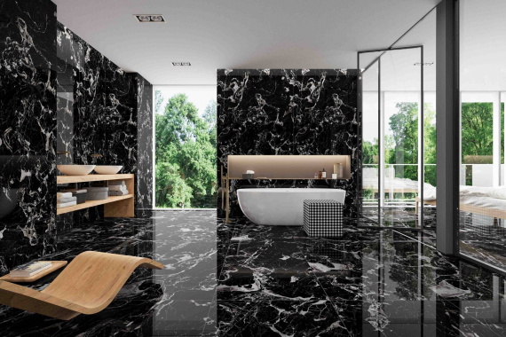Керамогранит Ennface Portoro Black (Чёрный мрамор) HIGH GLOSSY ENMAR7005HG60120 60x120