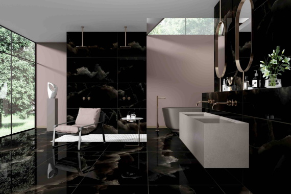 Керамогранит Ennface Onyx Noir (Чёрный оникс) HIGH GLOSSY ENONX8037HG60120 60x120