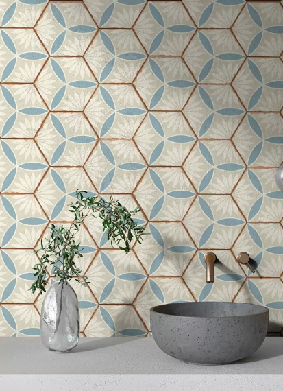 Керамогранит Ennface Kaleidoscope Blue (Синий Калейдоскоп) MATT ENPTR6037MT2225 22x25