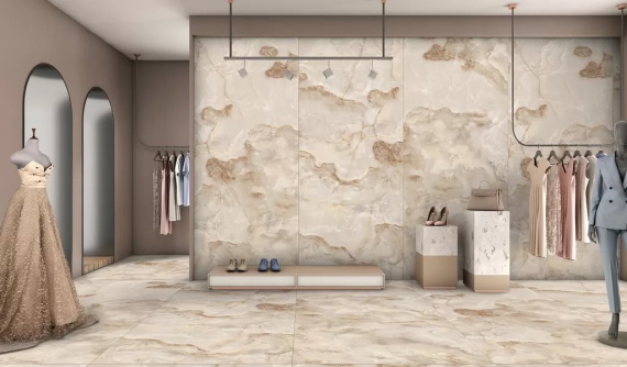 Керамогранит Ennface Onyx Cream (Тёплый оникс) Full Lappato ENONX7007FL120280 120x278