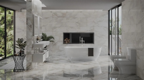 Плитка Eurotile ECLIPSE GRAY рельеф 629 29,5x89,5