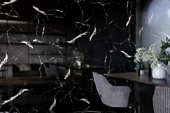 Керамогранит Eurotile Статуарио/Statuario Черный Пол 60x60 7930138705122