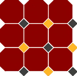Керамогранит Top Cer 4420 OCT14+21-A Brick Red OCTAGON 20/Black 14 + Ochre Yellow 21 Dots 30x30