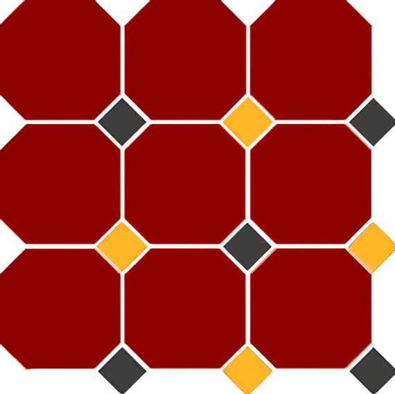 Керамогранит Top Cer 4420 OCT14+21-A Brick Red OCTAGON 20/Black 14 + Ochre Yellow 21 Dots 30x30