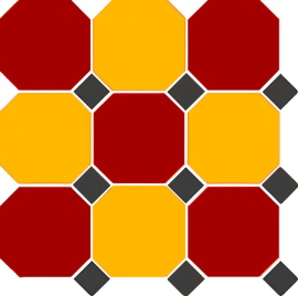 Керамогранит Top Cer 4420/21 OCT14-A Brick Red 20 Ochre Yellow 21 OCTAGON/Black 14 Dots 30x30
