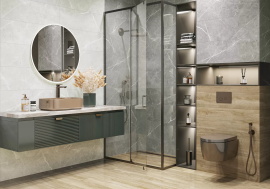 Плитка Delacora Рокстайл серый (Rockstyle Gray) WT93ROK15R 30x90