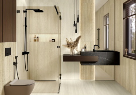 Керамогранит LCM 60120TVW09M Травертин Ворлд бронз (Travertine World Bronze) матовый карвинг 60x120