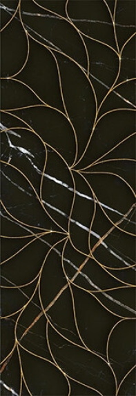Керамическая плитка ELETTO Black & Gold 700x242 декор Struttura ректификат