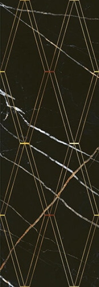 Керамическая плитка ELETTO Black & Gold 700x242 декор Rombi ректификат