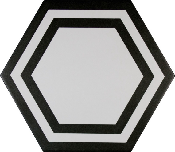 Плитка PAVIMENTO Hexagono Deco Black 20x23