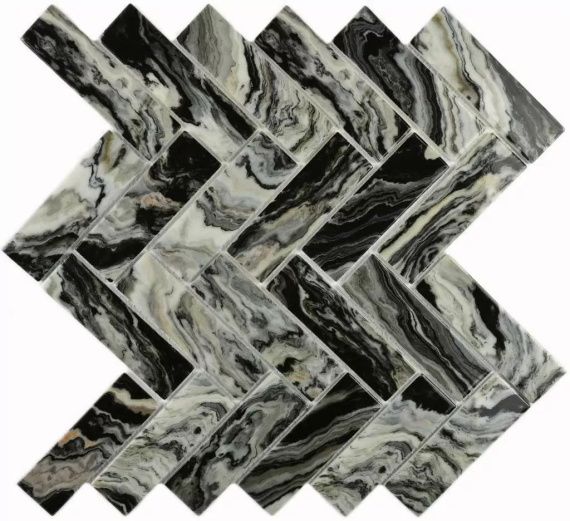 Плитка декоративная стеклянная Hadar Black 268*286 30*98*4.5
