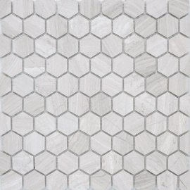 Travertino silver MAT hex 18x30x6 (ПУ)