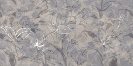 Керамогранит Meissen Floresta 17647 цветы синий ректификат 60x120
