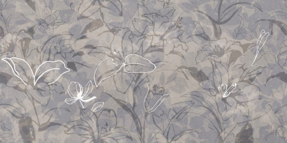Керамогранит Meissen Floresta 17647 цветы синий ректификат 60x120