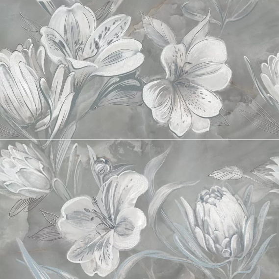 Панно Azori 63x63 OPALE GREY FLOWER (2 шт) 588912003