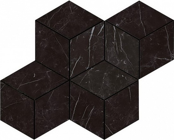 Керамогранит Atlas Concorde Italy AS2K Marvel Nero Marquina Mosaico Esagono Lapp 30x35