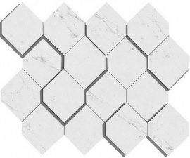Мозаика Atlas Concorde Italy AS4A Marvel Stone Carrara Pure Mosaico Esagono 3D 28,2X35,3