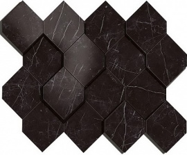 Керамогранит Atlas Concorde Italy AS4B Marvel Nero Marquina Mosaico Esagono 3D 28.2x35.3
