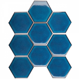 Мозаика JJFQ80048 Hexagon big Deep Blue Glossy 25.6х29.5х6 С0004060