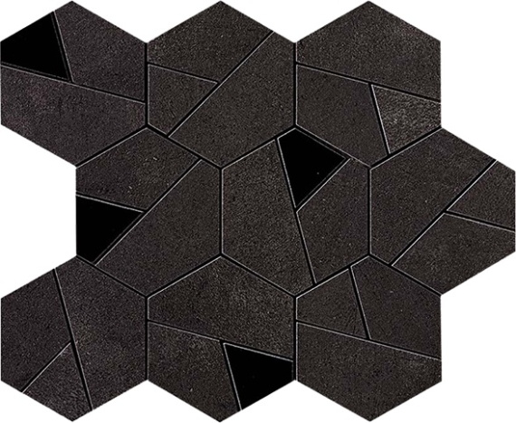 Мозаика Atlas Concorde Italy AN7B Boost Tarmac Mosaico Hex Black 25x28.5