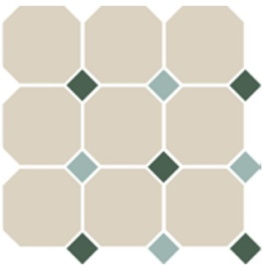 Керамогранит 4416 OCT18+13-B White OCTAGON 16/Green 18 + Turquoise 13 Dots (лист 30х30 9 штук+вставки)