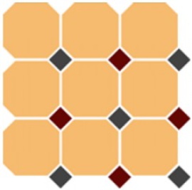 Керамогранит 4421 OCT14+20-A Oche Yellow OCTAGON 16/Black 14 + Brick Red 20 Dots (лист 30х30 9 штук+вставки)