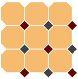 Керамогранит 4421 OCT20+14-B Ochre Yellow OCTAGON 16/Brick Red 20 + Black 14 Dots (лист 30х30 9 штук+вставки)